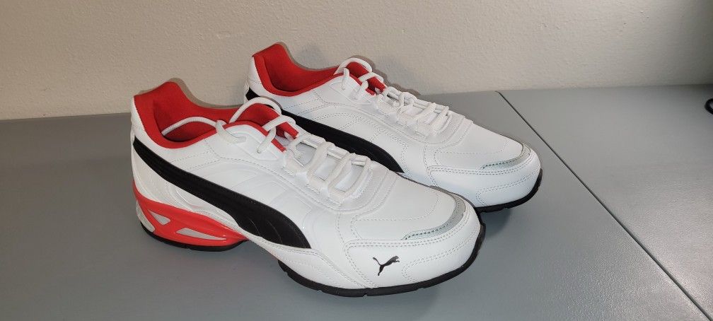 Puma Respin SL White Black Red Leather Training Shoes Size 10 New