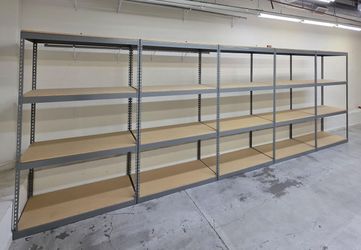 4 Tier Shelving 48 in W x 24 in D American Made Used Heavy Duty Steel Boltless Storage Rack Delivery Available