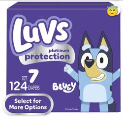 🆕 Luvs Platinum Protection Size 7 – 124 Ct (Bluey) 👶