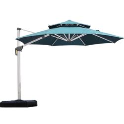 Patio Umbrella 10 Feet Outdoor Round Umbrella Large Cantilever Umbrella Windproof Offset Umbrella Heavy Duty Sun Umbrella for Garden Deck Pool Patio, 