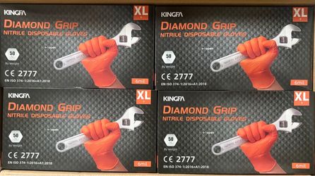 Kingfa Diamond Grip Nitrile Disposable Gloves XL 4-Box Lot