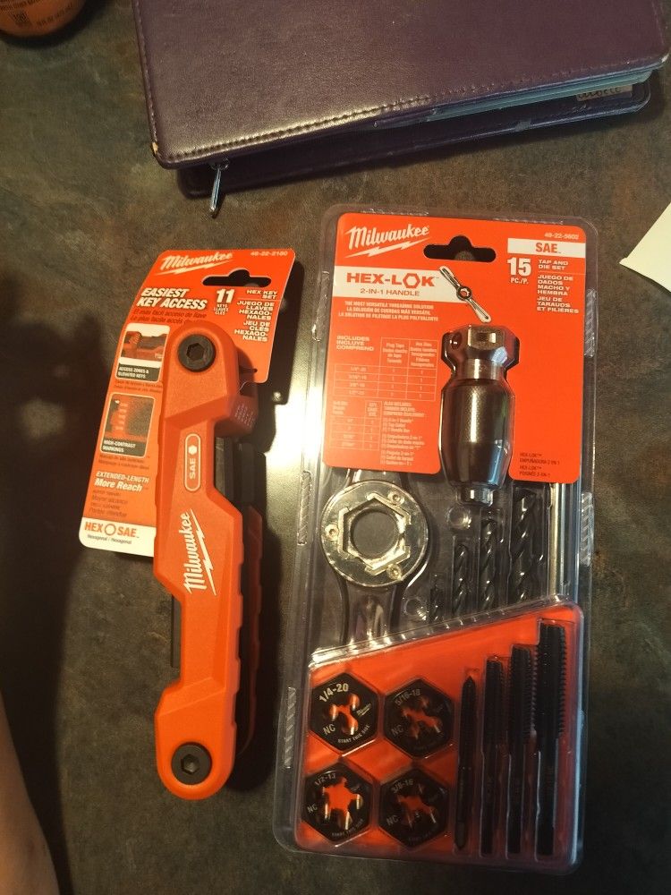 Milwaukee Hex-Lok Tap In Die Set & Milwaukee Hex Key Set Buy The Hex-,Lok Set Get Hex Key Set Free