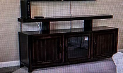 Dark Wood TV Stand with Storage
