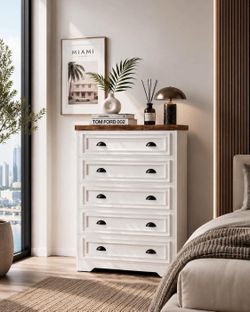 5-Drawer 43" Tall Dresser with Built-in Charging Station J-2