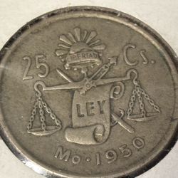 25 centavos 1950. Coin Of Mexico 