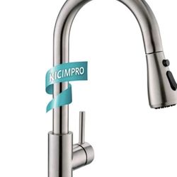 NEW Kicimpro Kitchen Faucet Pull Down Sprayer Single Handle Brushed Nickel