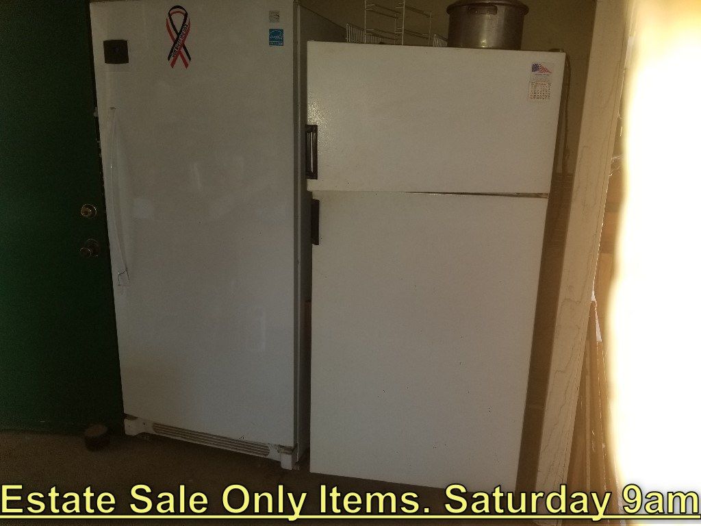 Top & Bottom Refrigerator. ESTATE SALE. SUNDAY 9AM - $60