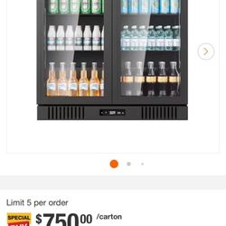 36 in. W 7.2 cu. ft. Commercial Slim Narrow Upright Display Refrigerator 2-Glass Door Beverage Coole