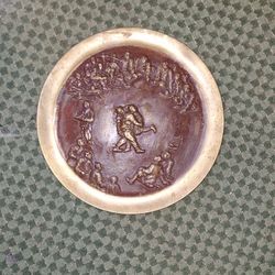Antique Solid Brass Molded 3D 11" Brass Plate
