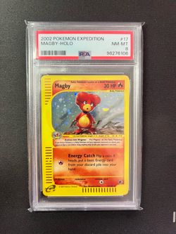 2002 POKEMON EXPEDITION MAGBY #17 - HOLO PSA 8