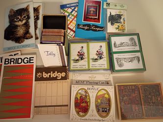 Vintage Bridge card  sets and  bridge scorepads.