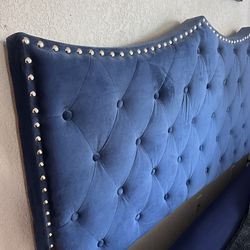 Blue Velvet King Size Bed Frame