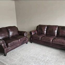 Leather Sofa and Loveseat