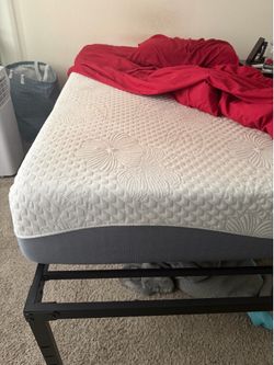 Twin mattress and 18in bed frame for sale.