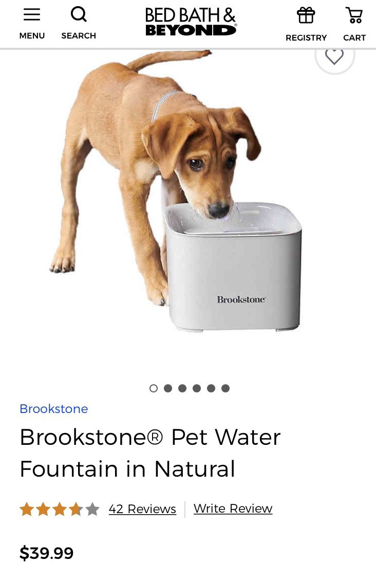 Brookstone Motion Sensor Water Fountain for Pets