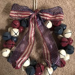 Patriotic Red, White & Blue Wreath made of Bells
