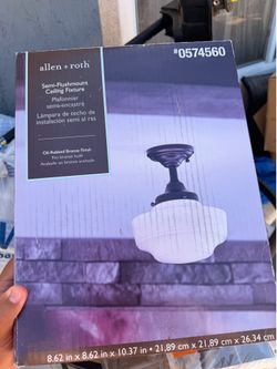 The allen + roth 1-light 8.62-inch Oil-Rubbed Bronze Semi-Flush Mount Light