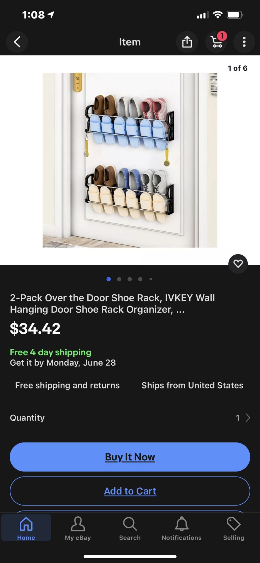 2-Pack Over the Door Shoe Rack, IVKEY Wall Hanging Door Shoe Rack Organizer,