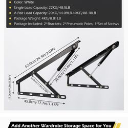 Dyna-Living Bed Lifting Mechanism, a pair of lifting storage bed, gas spring bed, lifting kit for bed storage, sofa, cabinet