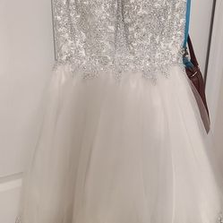 White Dress And White Skirt With Baige Top