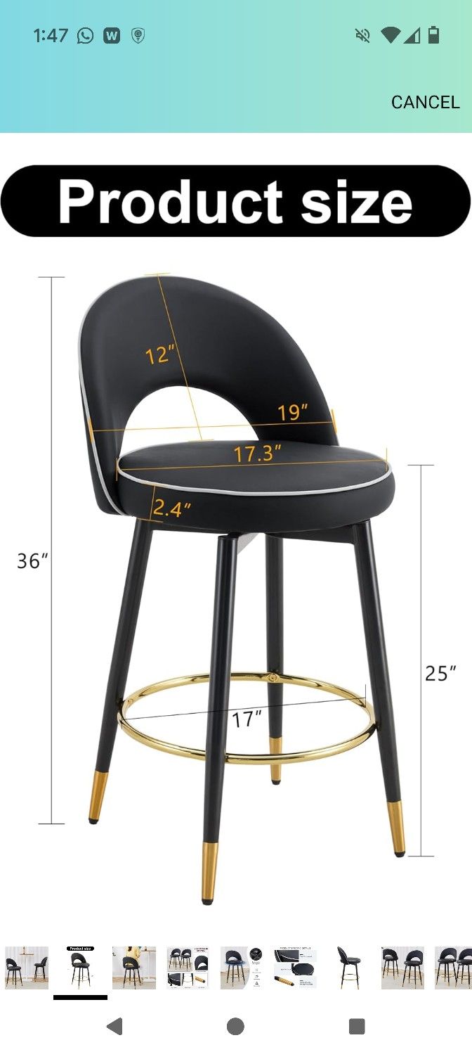 2 X BLACK SWIVEL BAR STOOLS or Pick Up In NORTH BERGEN, NJ