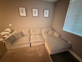 Henredon Gray/Beige Fabric Sectional Sofa with Reversible Chaise