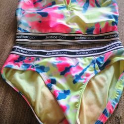 Girls (size L) Justice Sport tie-dyed print , surf style , 2 piece swimsuit.