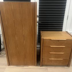Vintage Danish Shelving Cabinet and 4-Unit Drawer