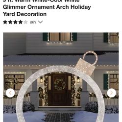 9 ft. Warm White-Cool White Glimmer Ornament Arch Holiday Yard Decoration