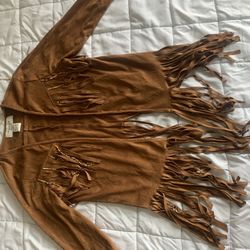 Suede Fringe Cardigan