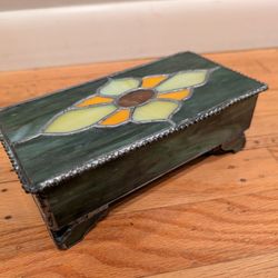 One-of-a-kind stained glass treasure box