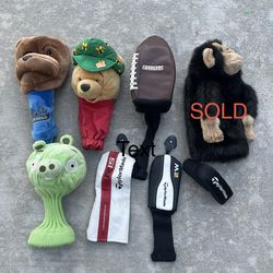 Lot of Golf Character Head Covers for Drivers, Fairway Woods Etc. Take All!