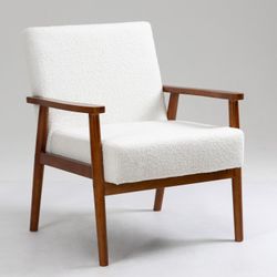 NEW Solid wood upholstered armchair - Teddy bear white