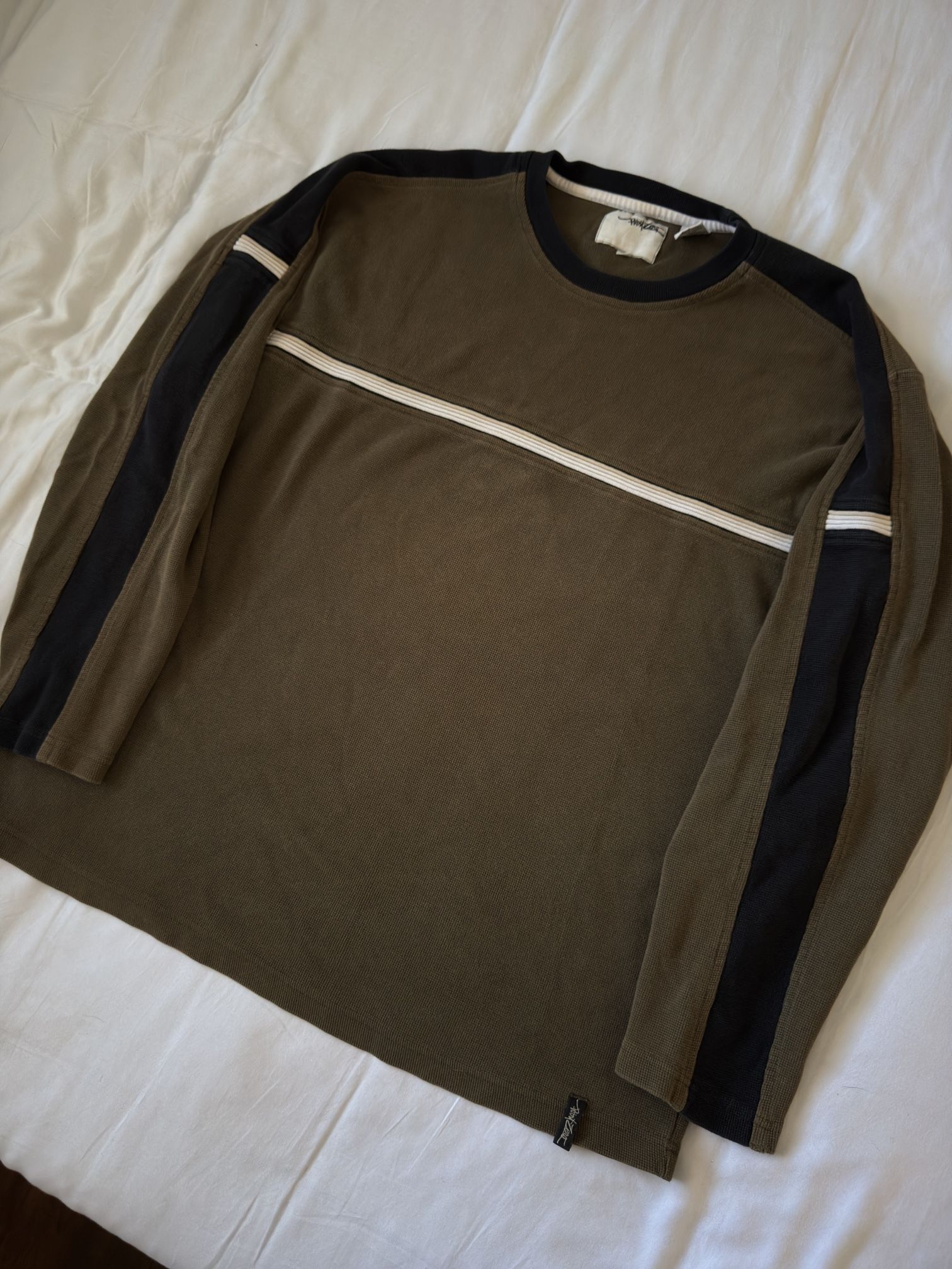 00’s Point Zero Skate Stripe Olive Sweater