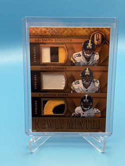JuJu Smith-Schuster James Conner Joshua Dobbs 2017 Panini Gold Standard Newly Minted Trip Jersey /25