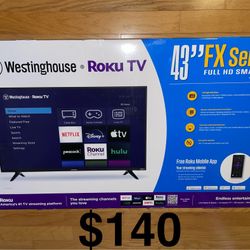 Westinghouse Roku HD TV 43 Inch Smart TV 1080P Brand New Sealed In Box. CASH ONLY. PRICE IS FIRM. NO TRADES. For pickup in Carrollwood 