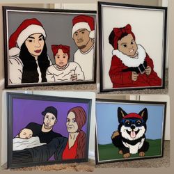 Glass Paintings Family, Friends, Pets, Anime & Cartoon Portraits Available LOCATED IN COVINA