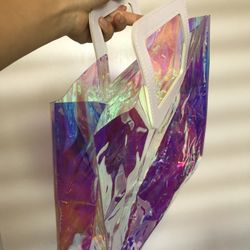 New Holographic Gift Bags, Clear Iridescent Tote Bag, Gift Bag, 2 pieces
