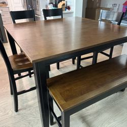Hightop Table with 4 Chairs and a Bench