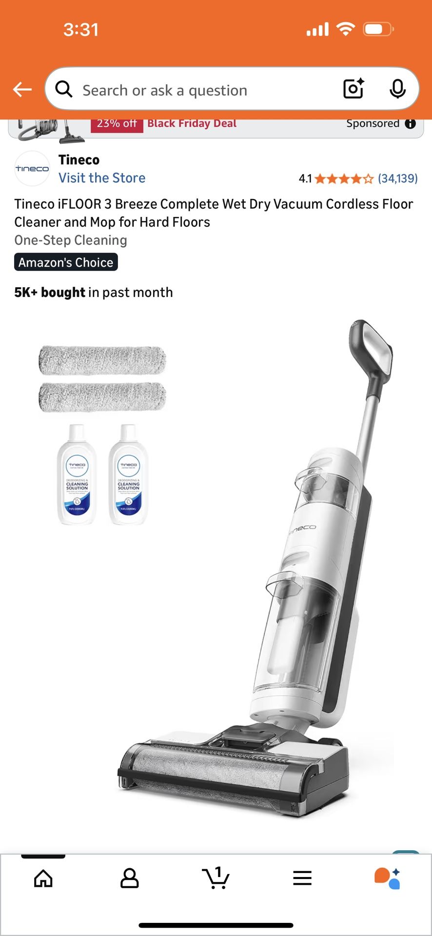 TINECO iFloor 3 Breeze Wet Dry Cordless Vacuum