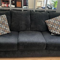Navy Blue Chenille Sofa For Sale