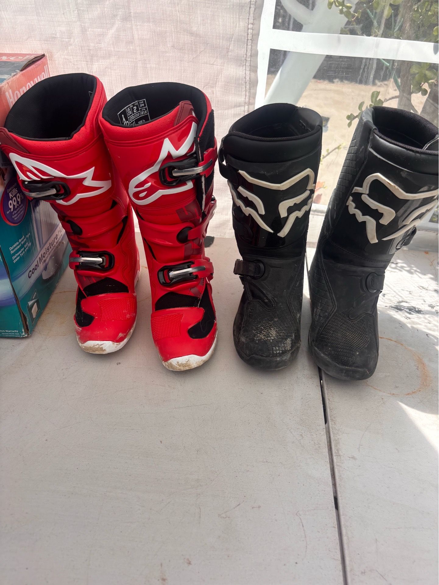 red Alpinestars Tech Youth motocross boots