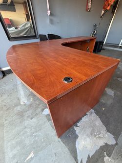 L-Shaped Cherry Wood Office Desk