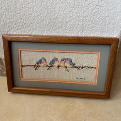 Framed Country Cottage Cross Stitch Birds