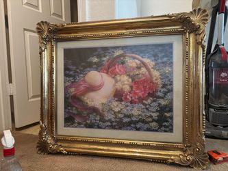 Framed Floral Print in Gold Ornate Frame