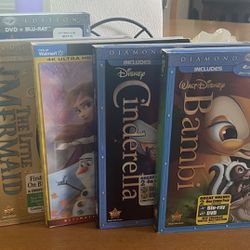 Disney Blu-ray / 4k Lot (Bambi, Cinderella, Frozen 2 [4k], The Little Mermaid, Snow White)