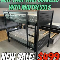 NEW TWIN TWIN BUNKBED WITH MATTRESSES