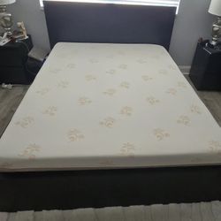 IKEA MALM Queen Bed frame, dark brown veneer & Memory Foam Mattress 