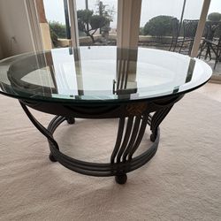 1990s Round Metal And Glass Coffee Table