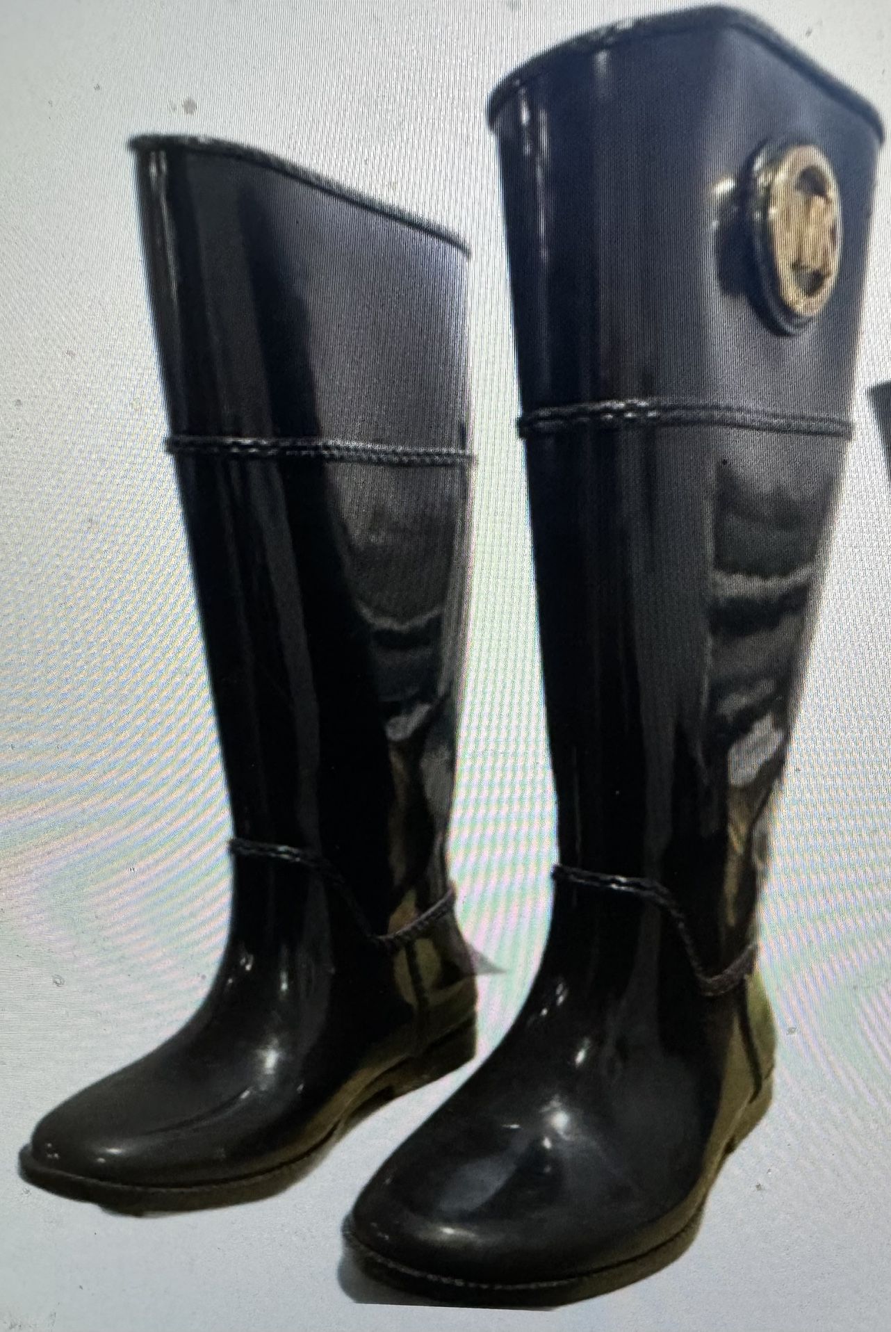 Michael Kors Black Rubber Stockard Tall Gloss Rainboot Style: 40F4STFB5Q Size 6M